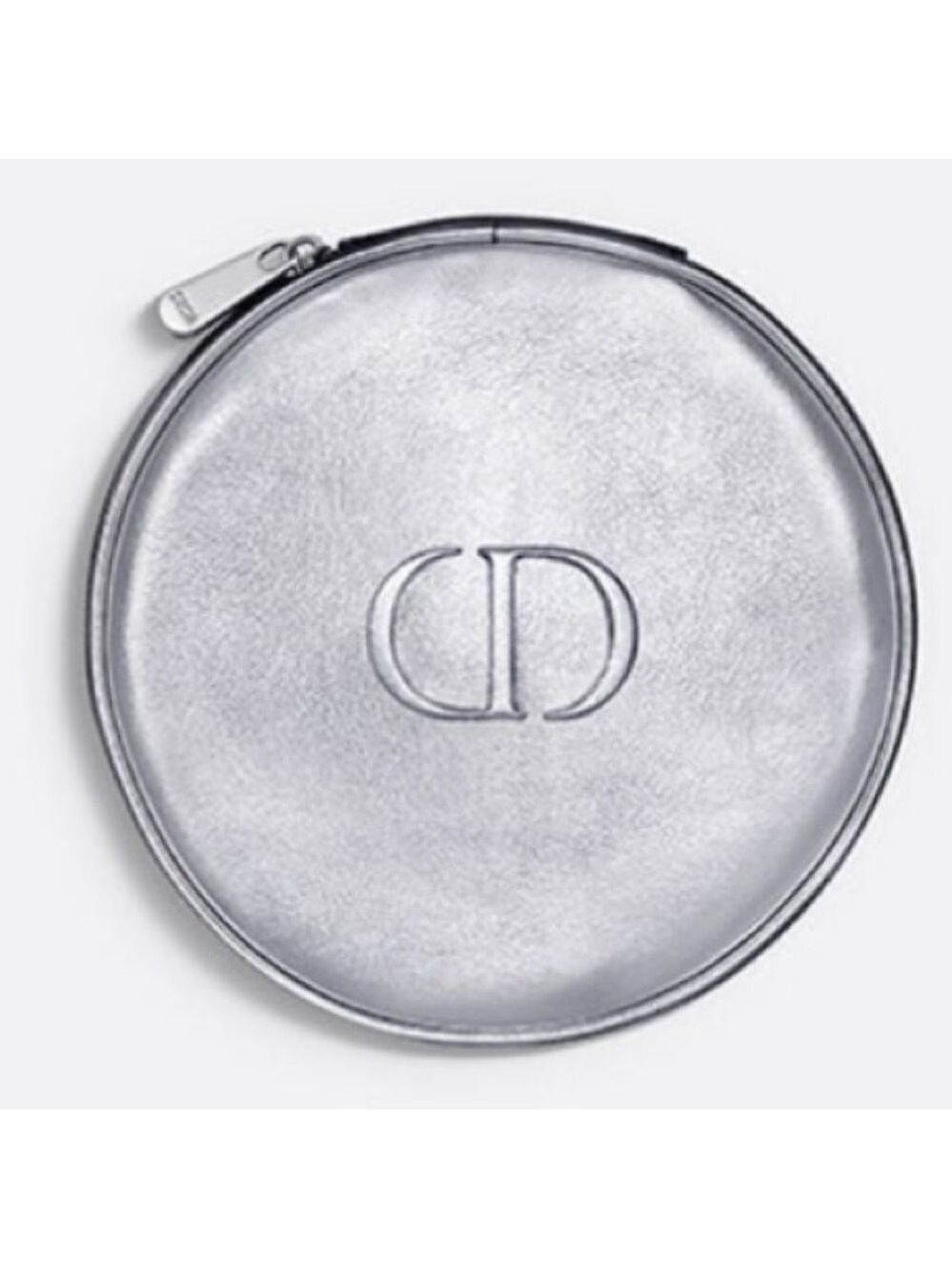 Dior Silver Round Pouch Cosmetic Bag Vanity New Authentic